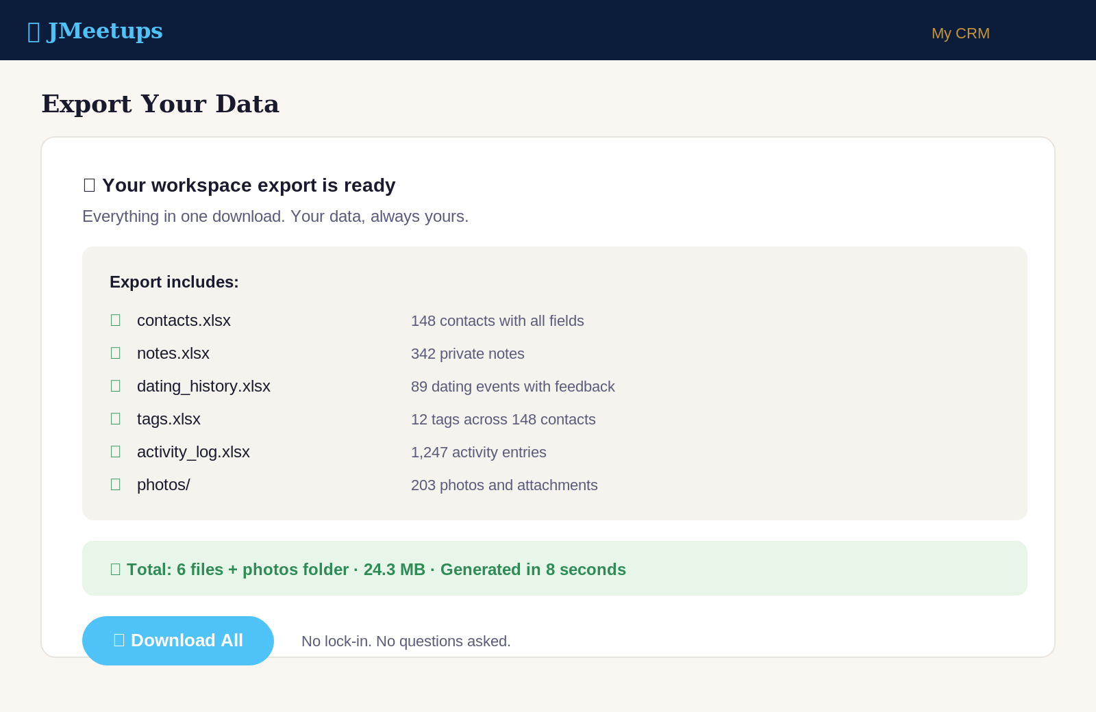 Data Export screenshot