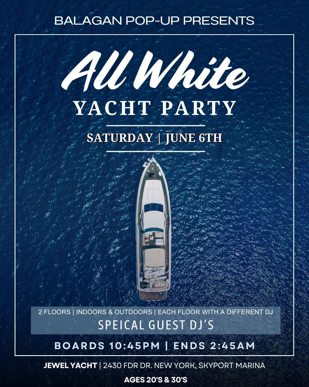 Balagan PopUp White Yacht Party @ Jewel Club Yacht